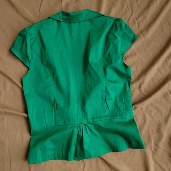 Green Short Sleeve Blazer Slimming Tailored Fit L - Picture 5 of 7
